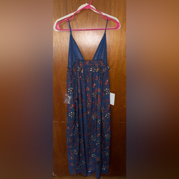 NEW Free People All the Jewels blue floral beaded maxi dress embellished - Picture 4 of 11